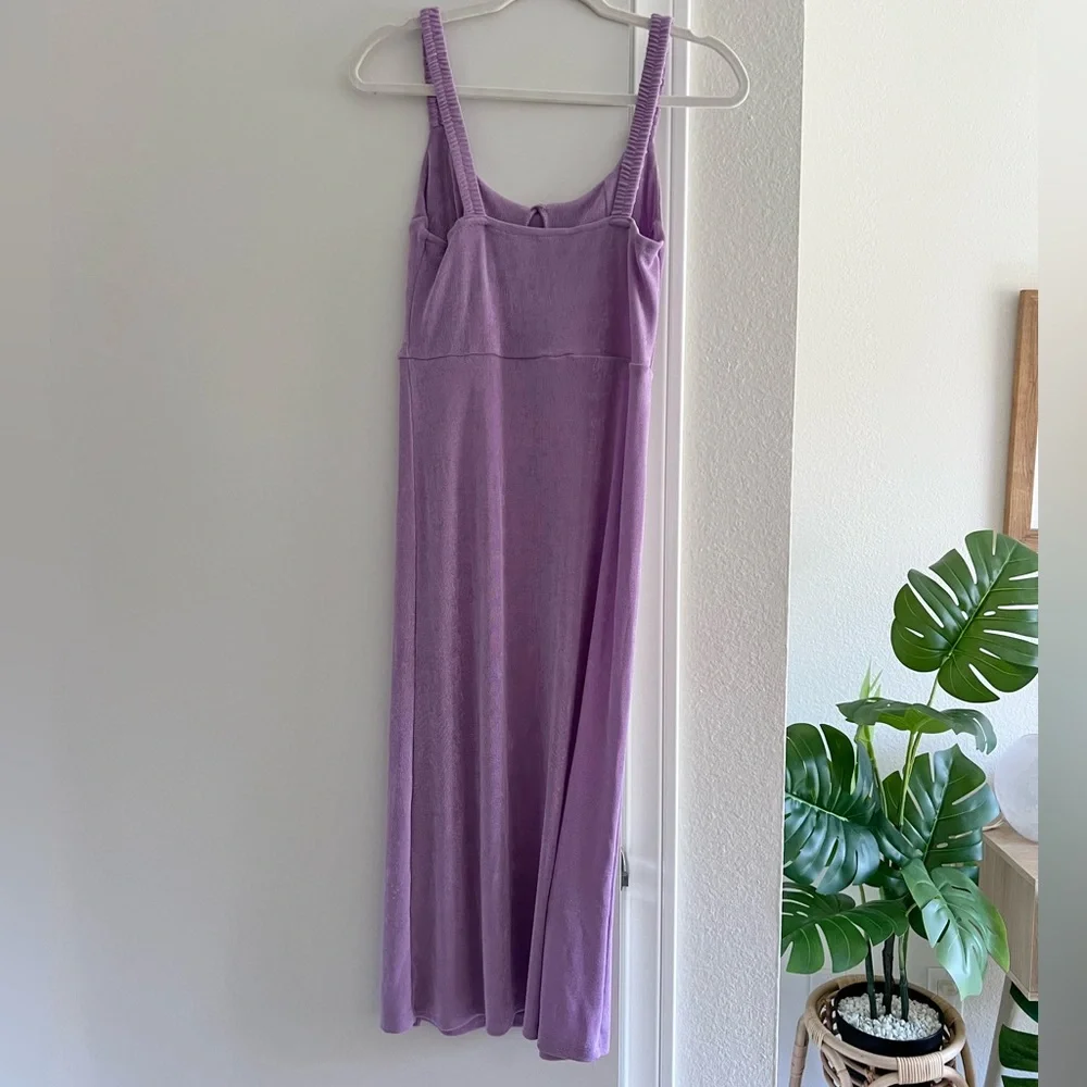 Cider Lavender Midi Dress Flirty Thigh High Stretchy Fabric Bustier Neckline - Picture 8 of 10